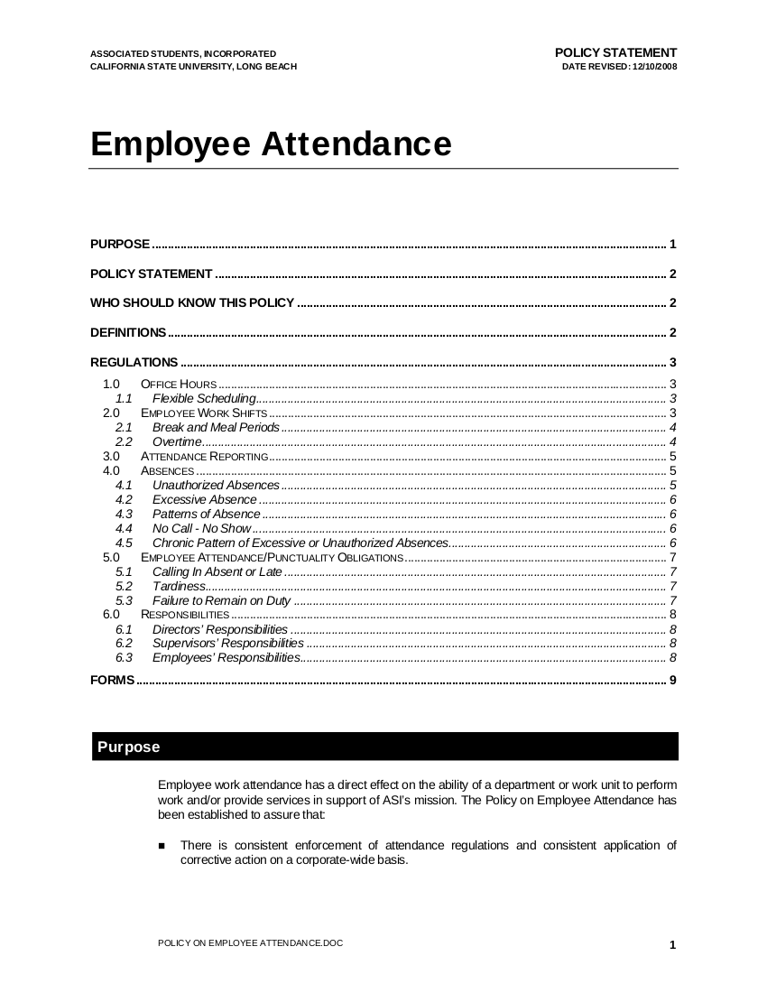 walmart employee handbook attendance